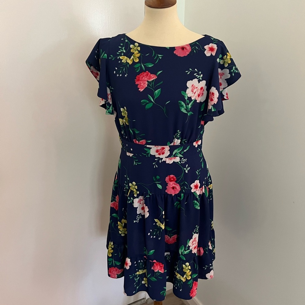 Eliza J Navy Floral Dress